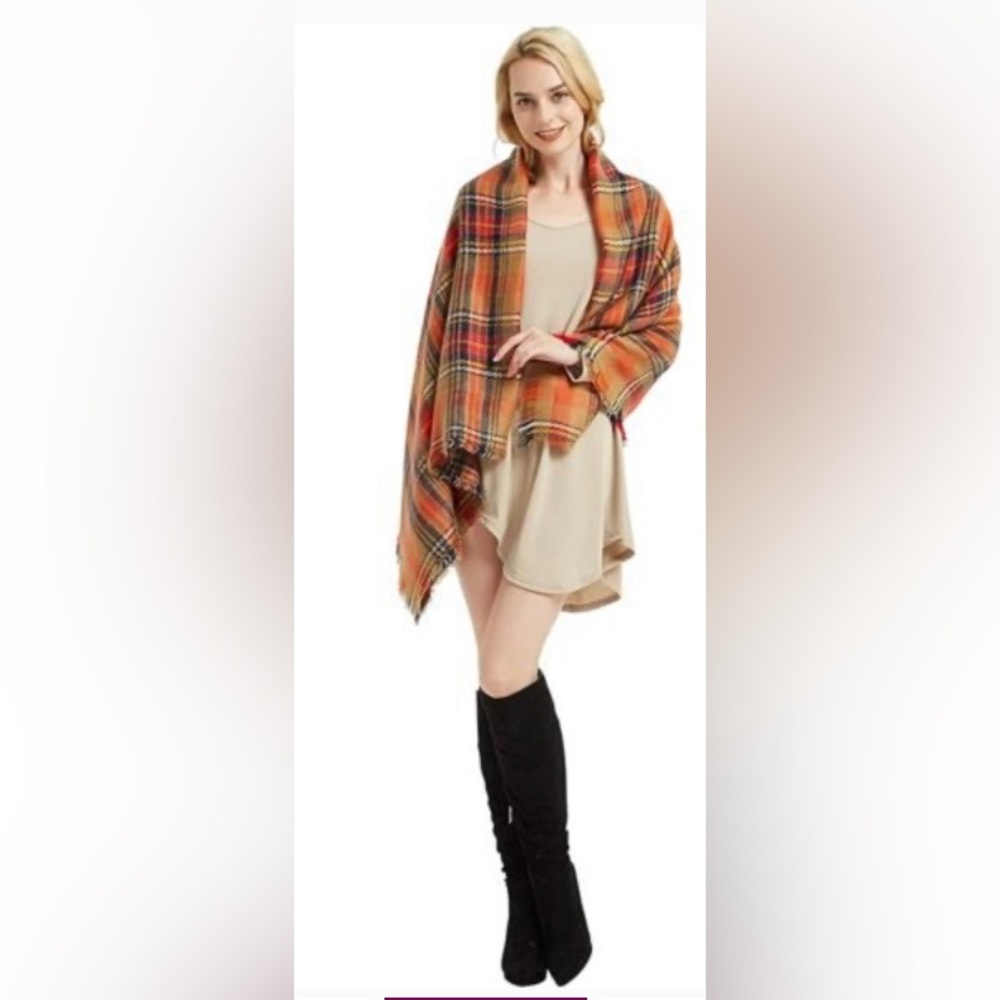 ✨⚡️💥American Trends Women Scarf Plaid Tassel Soft Warm Blanket Scarves ShawlWrap